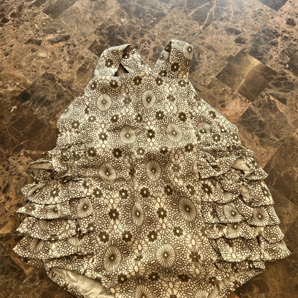 Kate Quinn Brown Criss Cross Ruffle Bubble Gauze